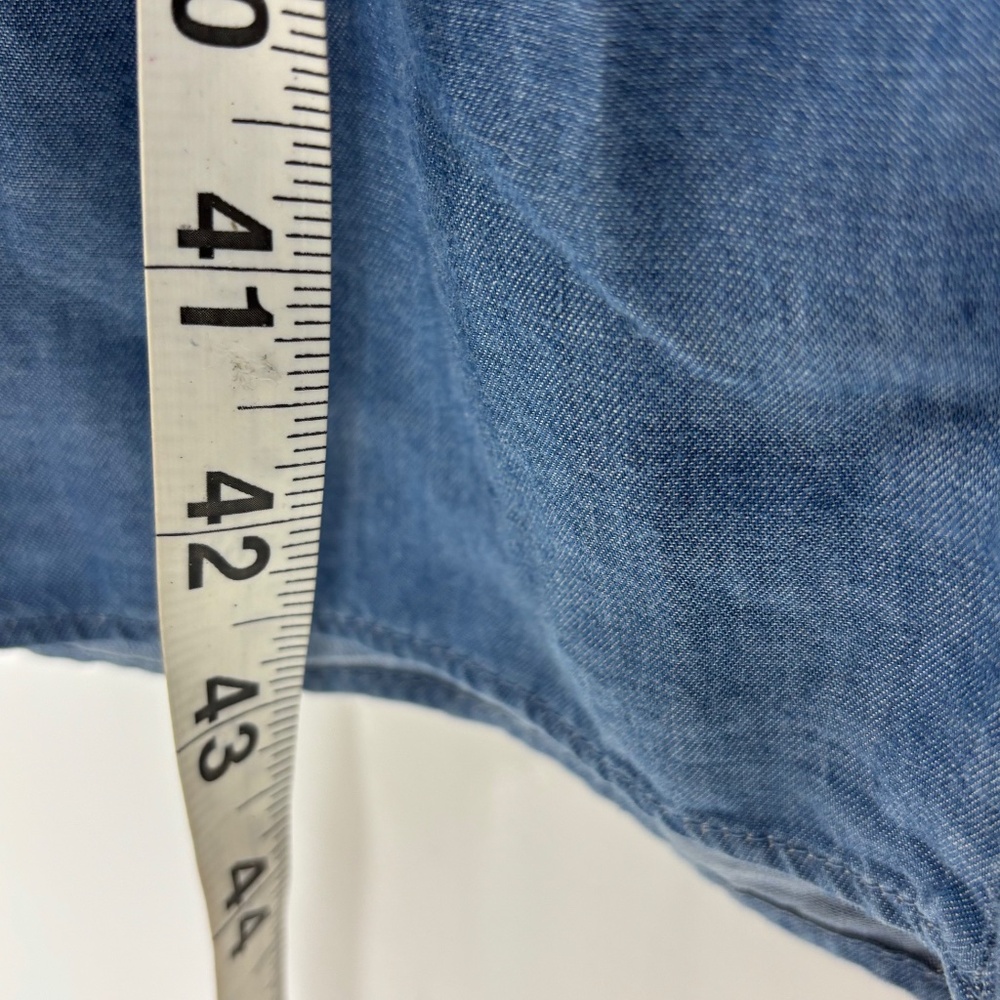 Old Navy Womens XXL Maxi Dress Denim Blue Chambray Off Shoulder Short Sleeves - Picture 9 of 9